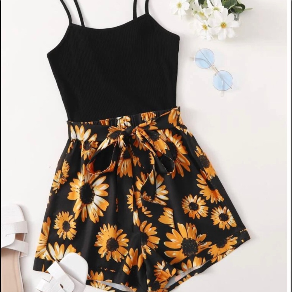 3 rompers BUNDLE 1 NWT Sunflower romper plus another and a flower print romper.